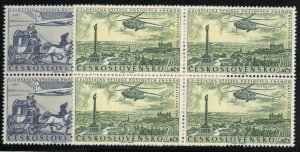 Czechoslovakia #C49-50, 1960 National Stamp Exposition, set of two in blocks ...