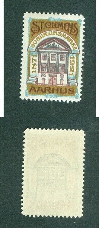 Denmark.Poster Stamp 1921.MNH.Freemason.Masonic.LodgeSt.ClemensAarhus 50 year.