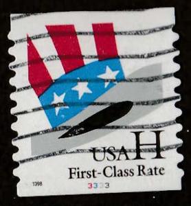 U.S. Scott #3265 American Flag Hat 'H' Stamp - Used Single