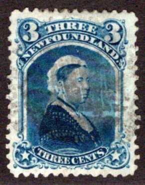 35, NSSC, Newfoundland, 3¢ Queen Victoria, blue, p.12, Used, F/VF, Scott 34