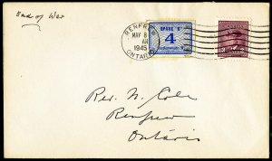 Canada Stamps 1945 Cover End of War