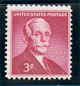 1955 Andrew W. Mellon Single 3c Postage Stamp - SC#1072 . MNH,OG