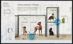 Canada 2636 on FDC Pets, Animals, Choose Adoption, Dog, Cat, Bird