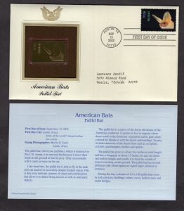 3663 Pallid Bats, FDC Gold Replica addressed