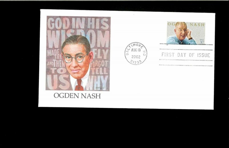 2002 First day Cover Ogden Nash Baltimore MD