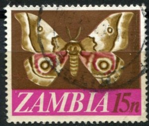 Zambia Sc#45 Used, 15n brnz & multi, New Decimal Currency Definitives (1968)