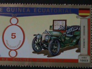 ​EQUATORIAL GUINEA-LOVELY CLASSIC ANTIQUE CARS-CTO LARGH STAMP VF FANCY CANCEL