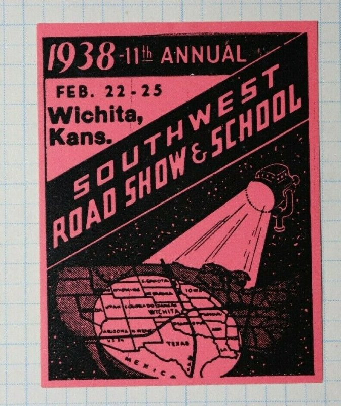 Southwest Road Show & School Wichita KS 1938 Compnay Brand Ad Poster Stamp