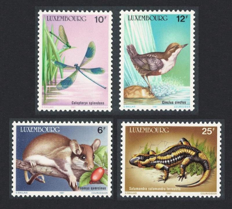 Luxembourg Dipper Bird Dormouse Agrion Dragonfly Salamander 4v SG#1197-1200