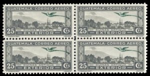 Guatemala C60 cat $30+ (for hinged) 1935 25c gray black block of 4, never hinged