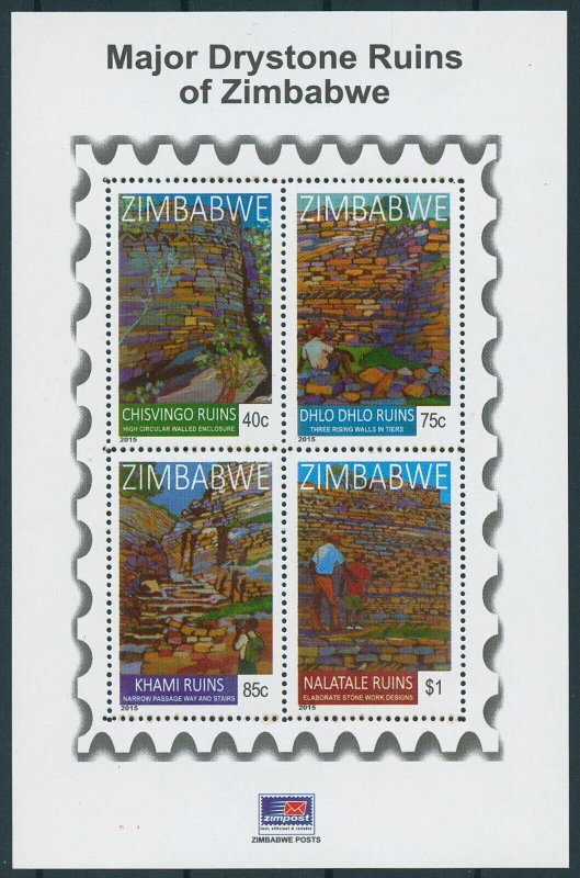 Zimbabwe Stamps 2015 MNH Major Drystone Ruins Architecture Tourism 4v M/S