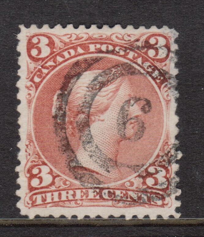 Canada #25 VF Used With 2 Ring 9 Cancel