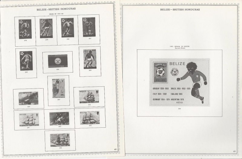 Belize 1973 to 1985 Minkus Specialty Pages, Over 70 Pages