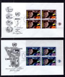 UN New York 263-264 Namibia Plate Blocks  Artmaster Set of Two U/A FDC