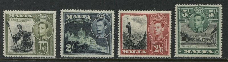 Malta KGVI 1938 1/6d to 5/ mint o.g. hinged