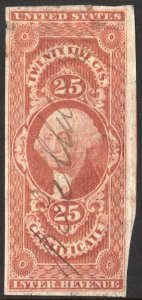 R44a 25¢ Revenue: Certificate: Imperforate (1862) Used