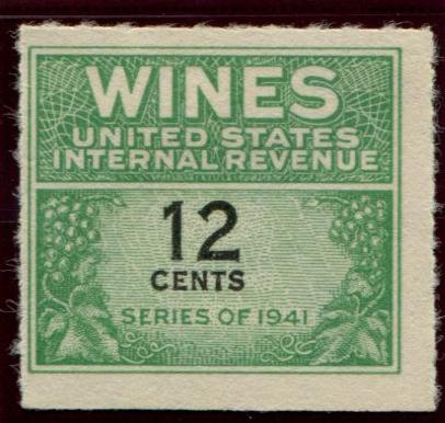 RE125 US 12c Wine Stamp, used cv $6