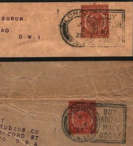 GB Covers Wrappers {2} *Buy British* SLOGANS Scarce Die 6 FS24 & FS25 1927 K99a