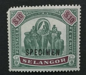 MOMEN: MALAYA SELANGOR SG #65s SPECIMEN MINT OG H LOT #191525-475