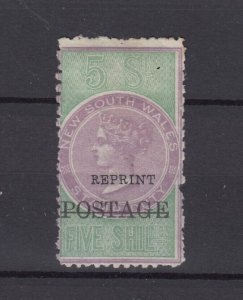 New South Wales QV 1885 5/- Postage O/P Reprint SG240 MH BP9478