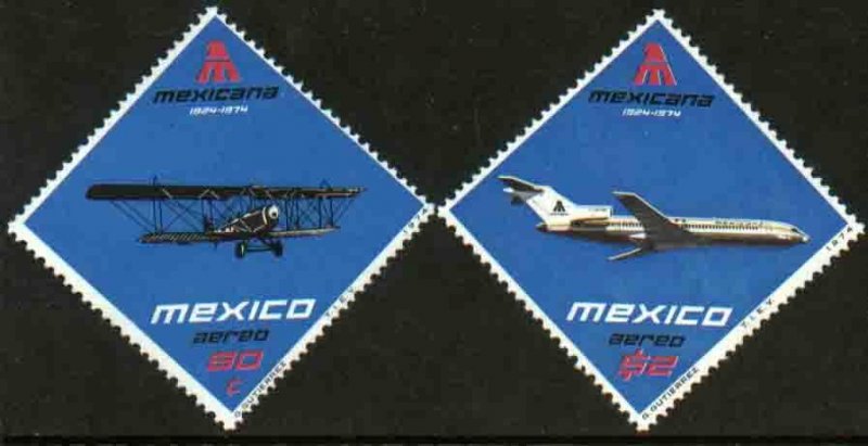 MEXICO C430-C431, MEXICANA AIRLINES, 50th ANNIVERSARY. MINT, NH. VF,