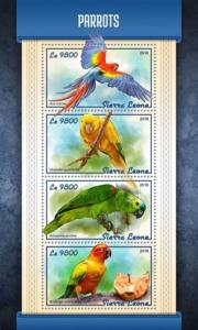 Sierra Leone - 2018 Parrots on Stamps - 4 Stamp Sheet - SRL18102a