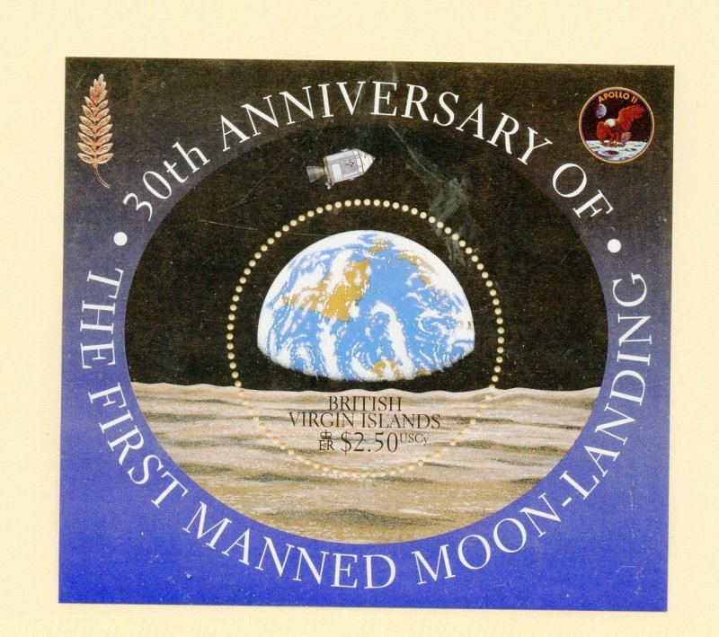 BRITISH VIRGIN ISLANDS 30th ANNIVERSARY MOON LANDING SCOTT#914 S/S  MINT NH 