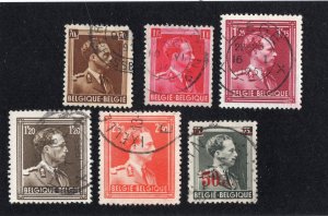 Belgium 1936-56 70c to 2.50fr, 50c on 75c, Scott 285, 288, 291, 310-311, 315