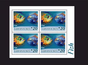 Stamps.Fauna.Fish 2023 year 9 sheets perforated FULL SET SHEETS  perf Guyana NEW