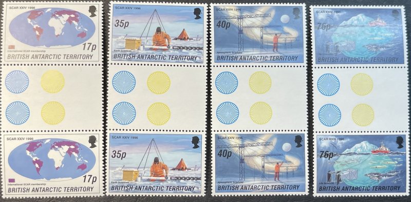BRITISH ANTARCTIC TERR. # 235-238--MINT/NH--COMPLETE SET OF GUTTER PAIRS--1996