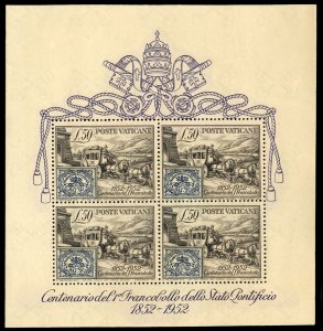 Vatican City #155a Cat$160, 1952 Stamp Centenary souvenir sheet, never hinged