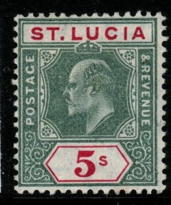 ST.LUCIA SG76 1905 5/= GREEN & CARMINE MTD MINT