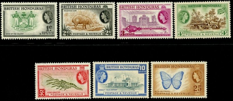 BRITISH HONDURAS Sc#144-149, 151 1953-57 QEII Definitives Part Set OG Mint LH