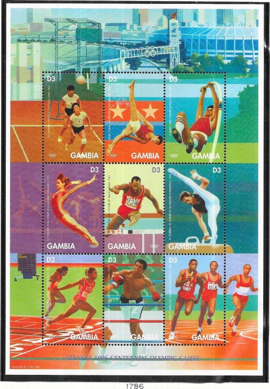 Gambia #1786 3d 1996 Olympic Games Sheet of 9 (MNH) CV$16.00