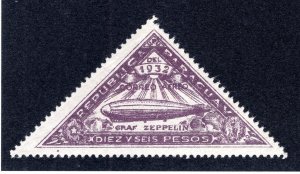 Paraguay 1932 16p dark violet Zeppelin, Scott C77 MH, value = $8.75