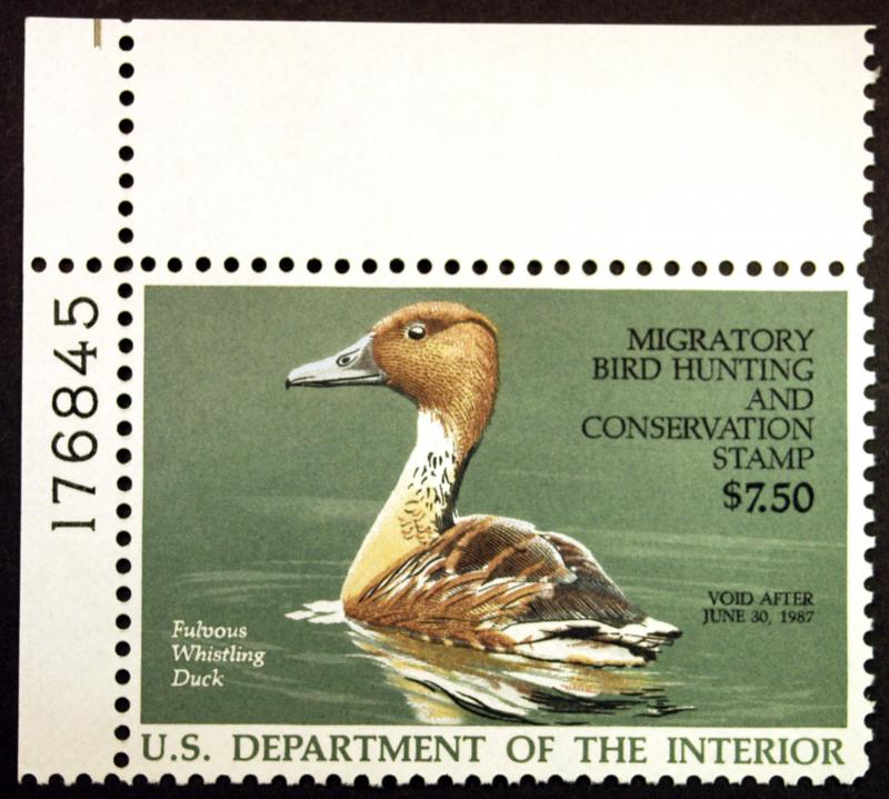 RW53 $7.50 Fulvous Whistling Duck Hunting 1986 VF-XF MNH OG Plate # PO  Fresh