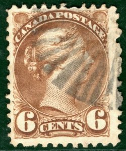 CANADA QV Small Queen SG.86 6c Yellow-Brown (1873-79) Used Cat £55 XBLUE69