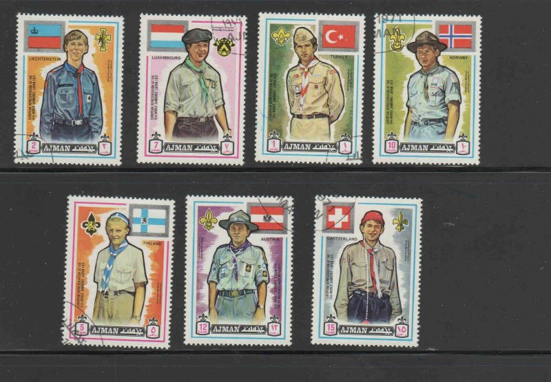 AJMAN  1971  SCOUTING SET OF 7     MINT VF NH  O.G CTO  (AJ21 )