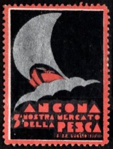 1935 Italy Poster Stamp Ancona Fishing Market Exhibition July 8-22