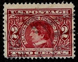 US Scott 370 2c Alaska-Yukon-Pacific Seward USED F/VF NH Light Hand Cancel 1909