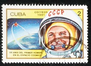 CUBA Sc# 2400  COSMONAUT ASTRONAUTS SPACE EXPLORATION  2c    1981    used cto