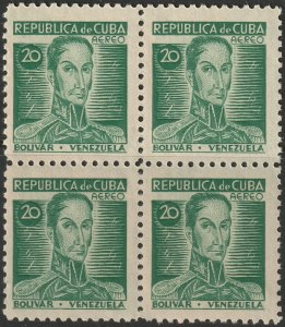 Cuba 1937 Sc C29 air post block MNH**