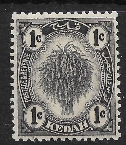 MALAYA KEDAH SG68a 1938 1c BLACK TYPE II MTD MINT