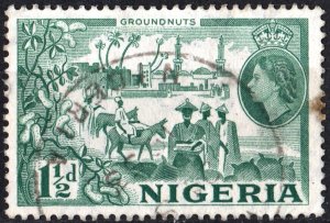 Nigeria SC#82 1½ d Ground Nuts Harvest (1953) Used