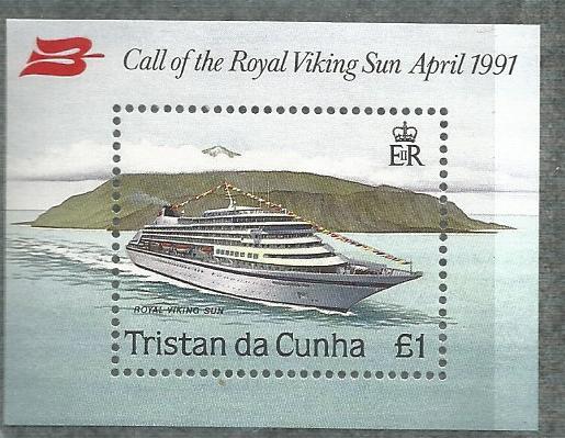 TRISTAN DA CUNHA 495 MNH ROYAL VIKING SUN SOUVENIR SHEET