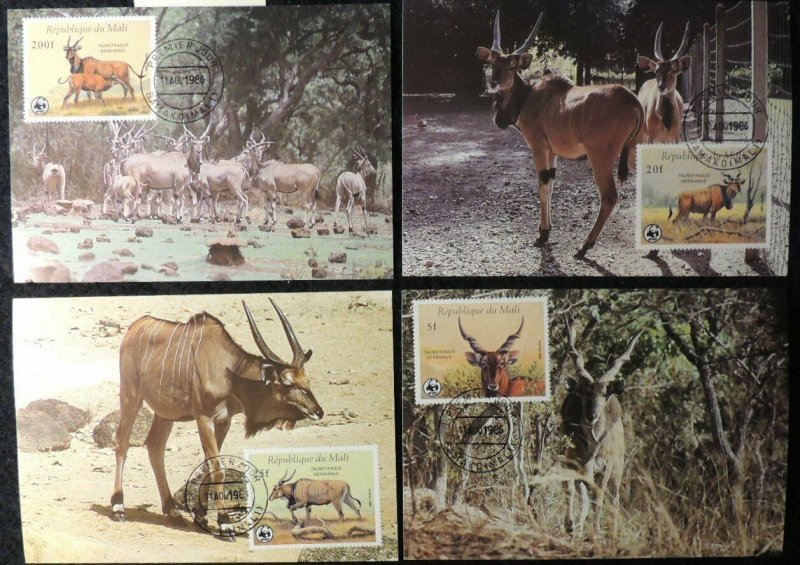 Republic of Mali 1986 WWF giant eland maxicard animals WWF mammals 