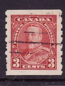 Canada-Sc#230-used 3c dark carmine-KGV Pictorial coil-id#262-1933-