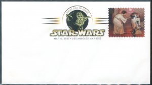 4143f US 41c Star Wars: Princess Leia & R2-D2 SA, FDC colored postmark