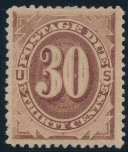 #J20 30c POSTAGE DUE (RED BROWN) VF+ OG LH CV $200 BU7836