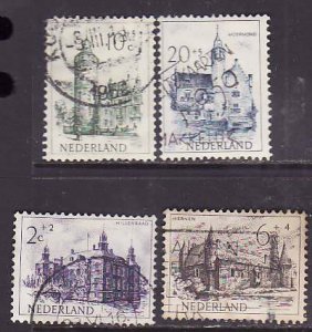 Netherlands-Sc#B224-8 ex B225- id7-used semi-postal-Castles-1951-